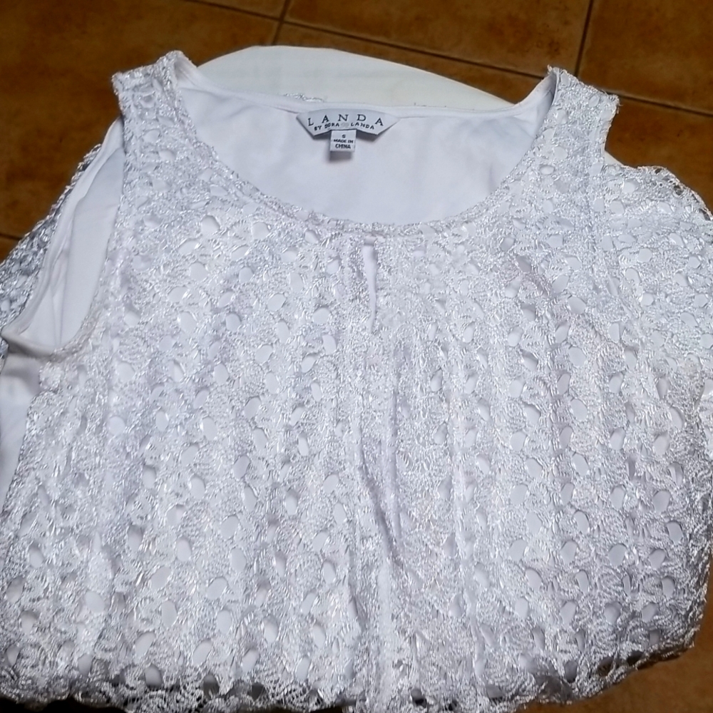Lace top with attached Underlining Pullover Sz ( S )